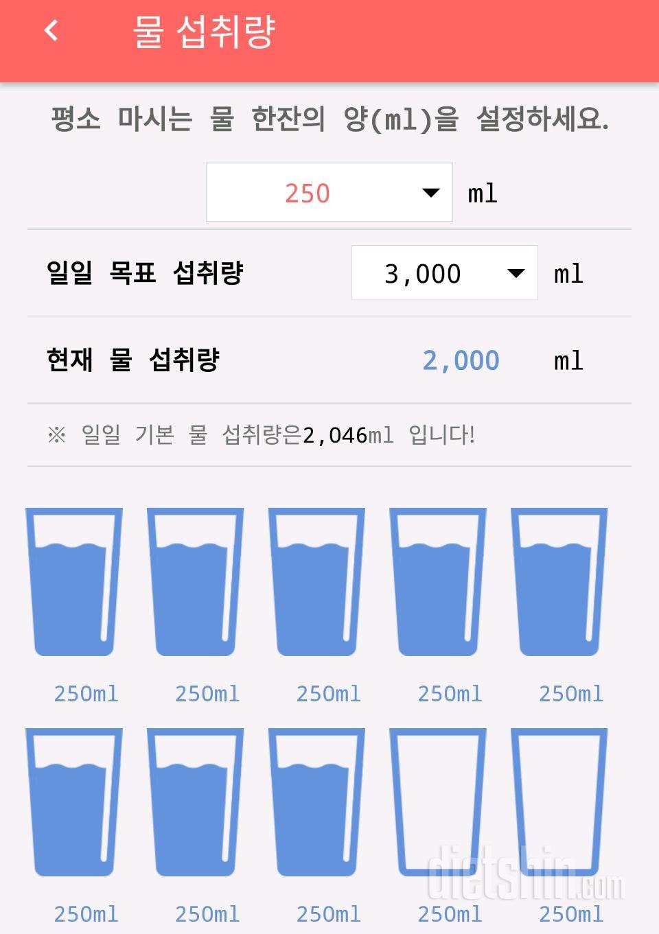 30일 하루 2L 물마시기 43일차 성공!