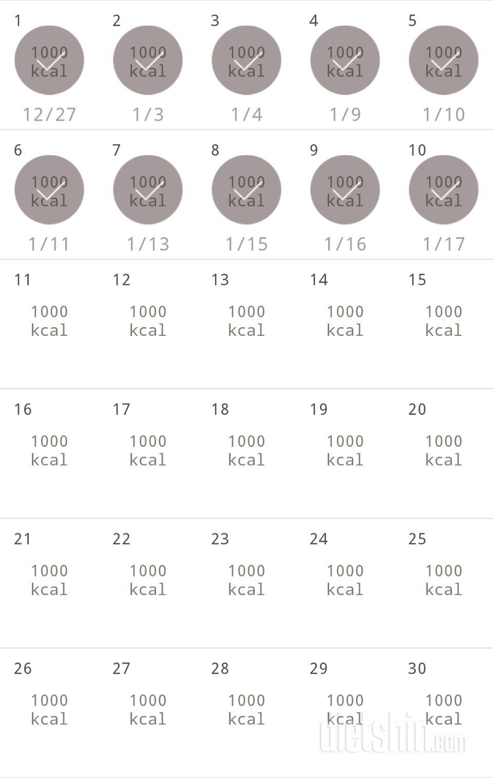 30일 1,000kcal 식단 10일차 성공!