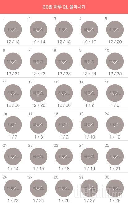 30일 하루 2L 물마시기 30일차 성공!