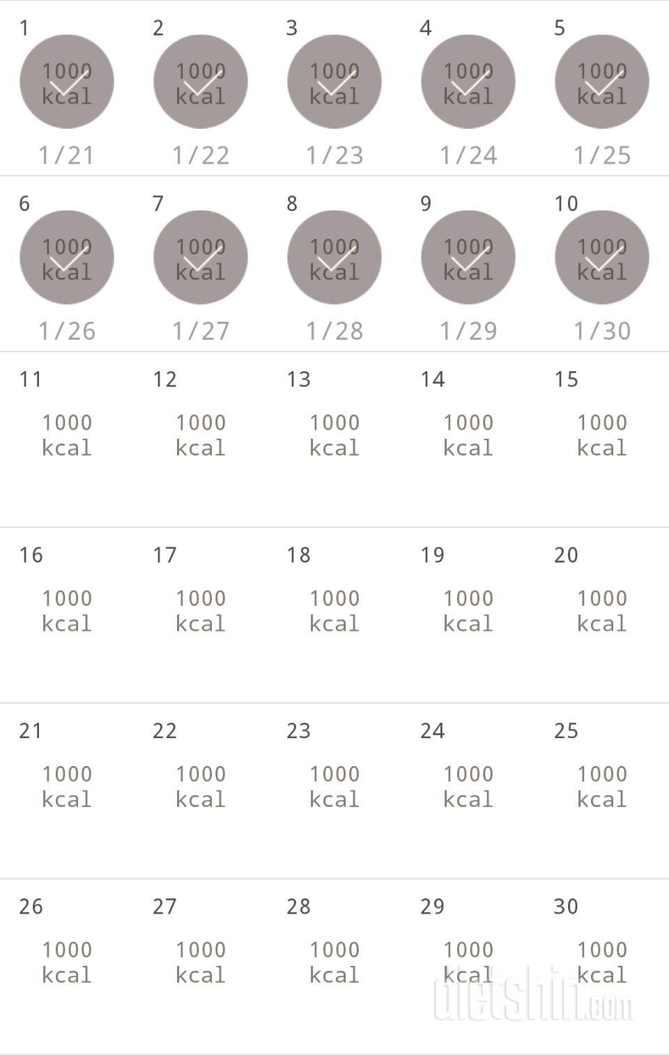 30일 1,000kcal 식단 10일차 성공!