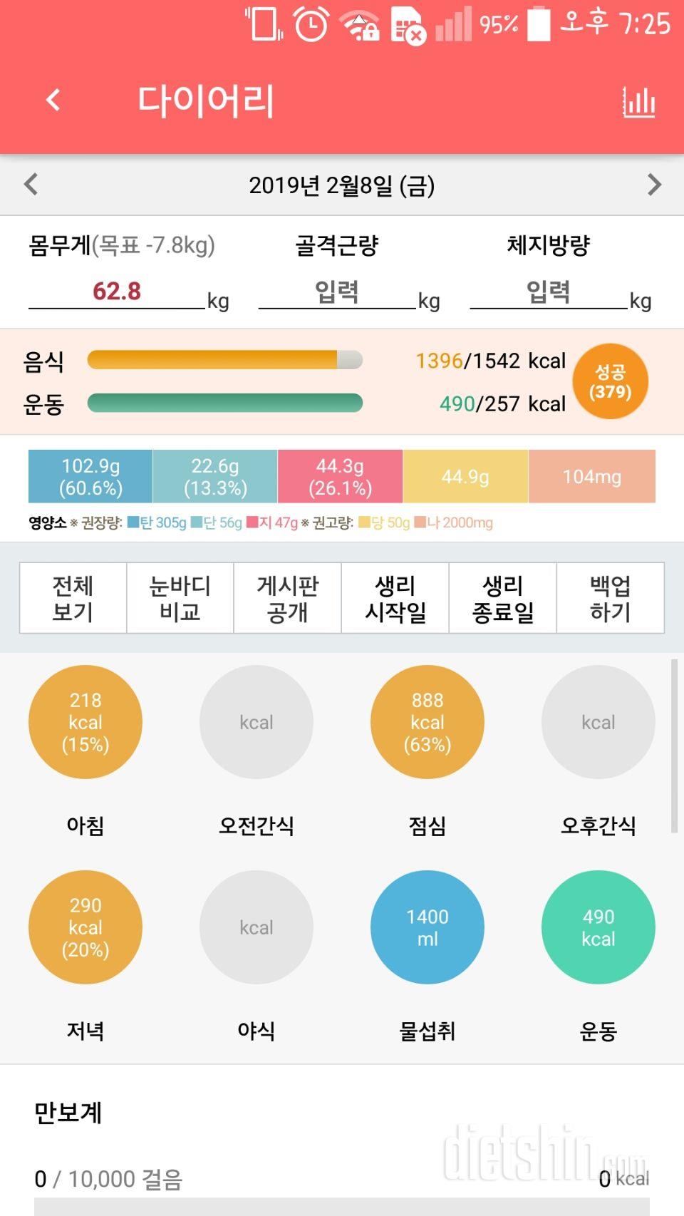 2월8,9,10일 현재 공복 63