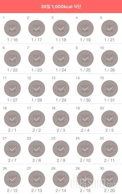 30일 1,000kcal 식단 30일차 성공!