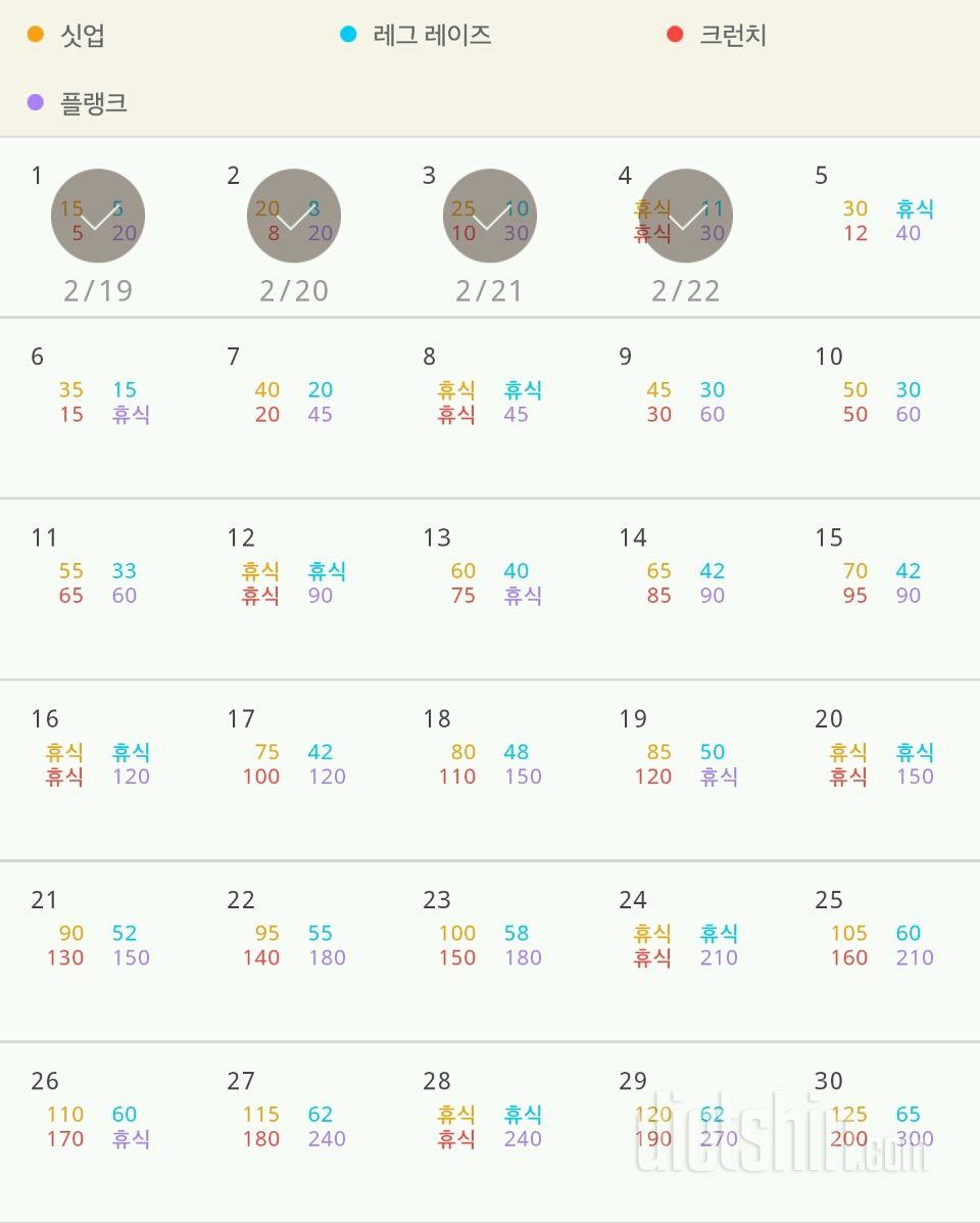 30일 복근 만들기 4일차 성공!