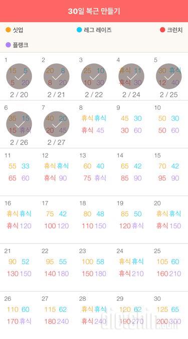 30일 복근 만들기 7일차 성공!