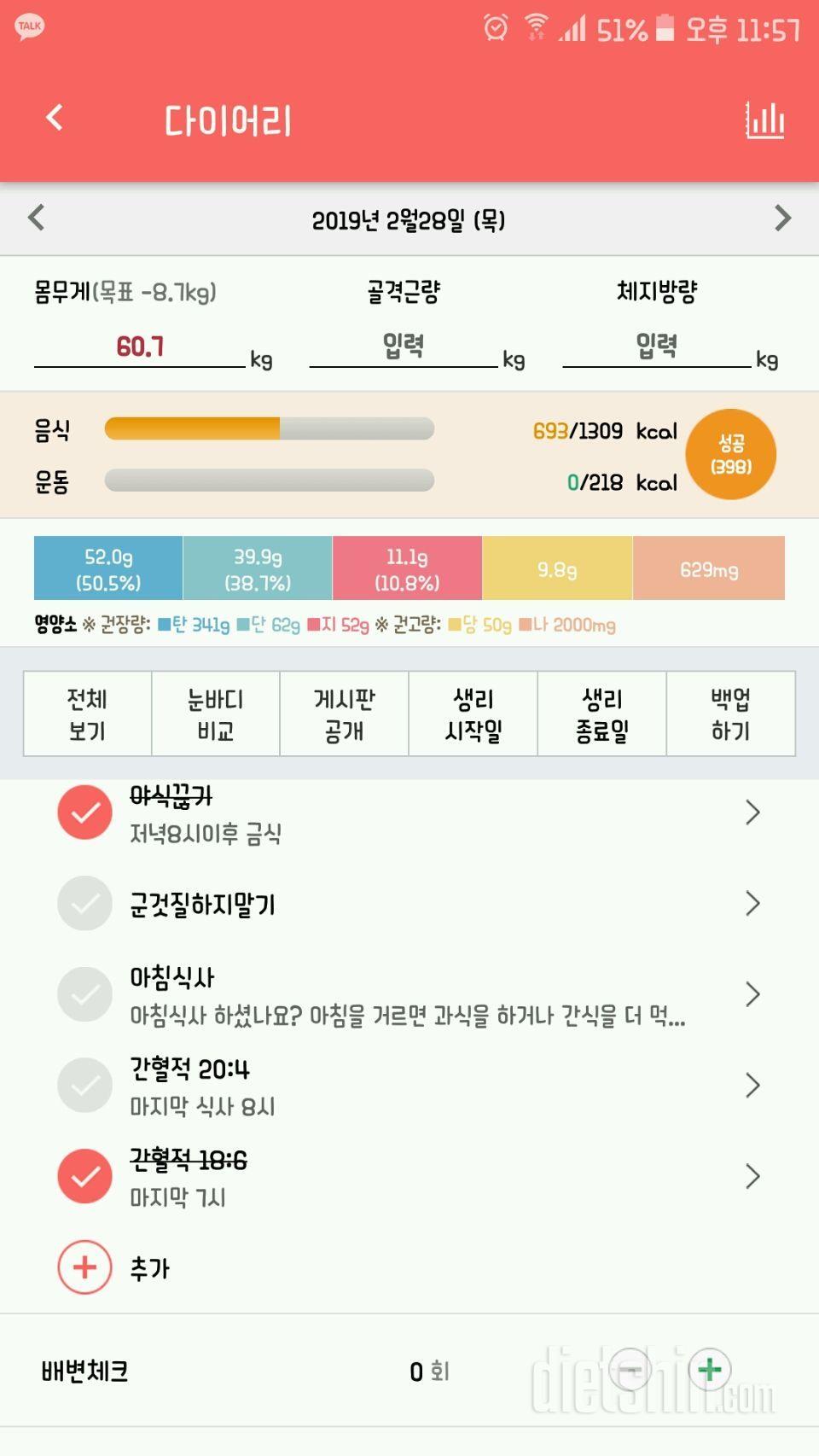 간헐적 4일차 성공