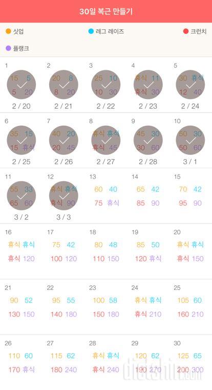 30일 복근 만들기 12일차 성공!