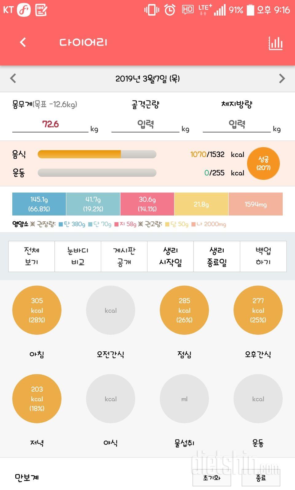 30일 야식끊기 4일차 성공!