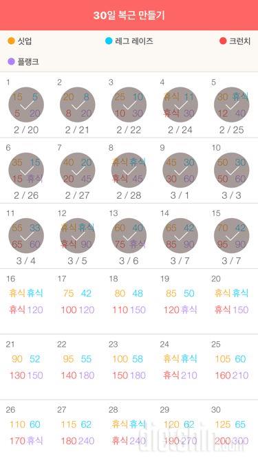 30일 복근 만들기 15일차 성공!