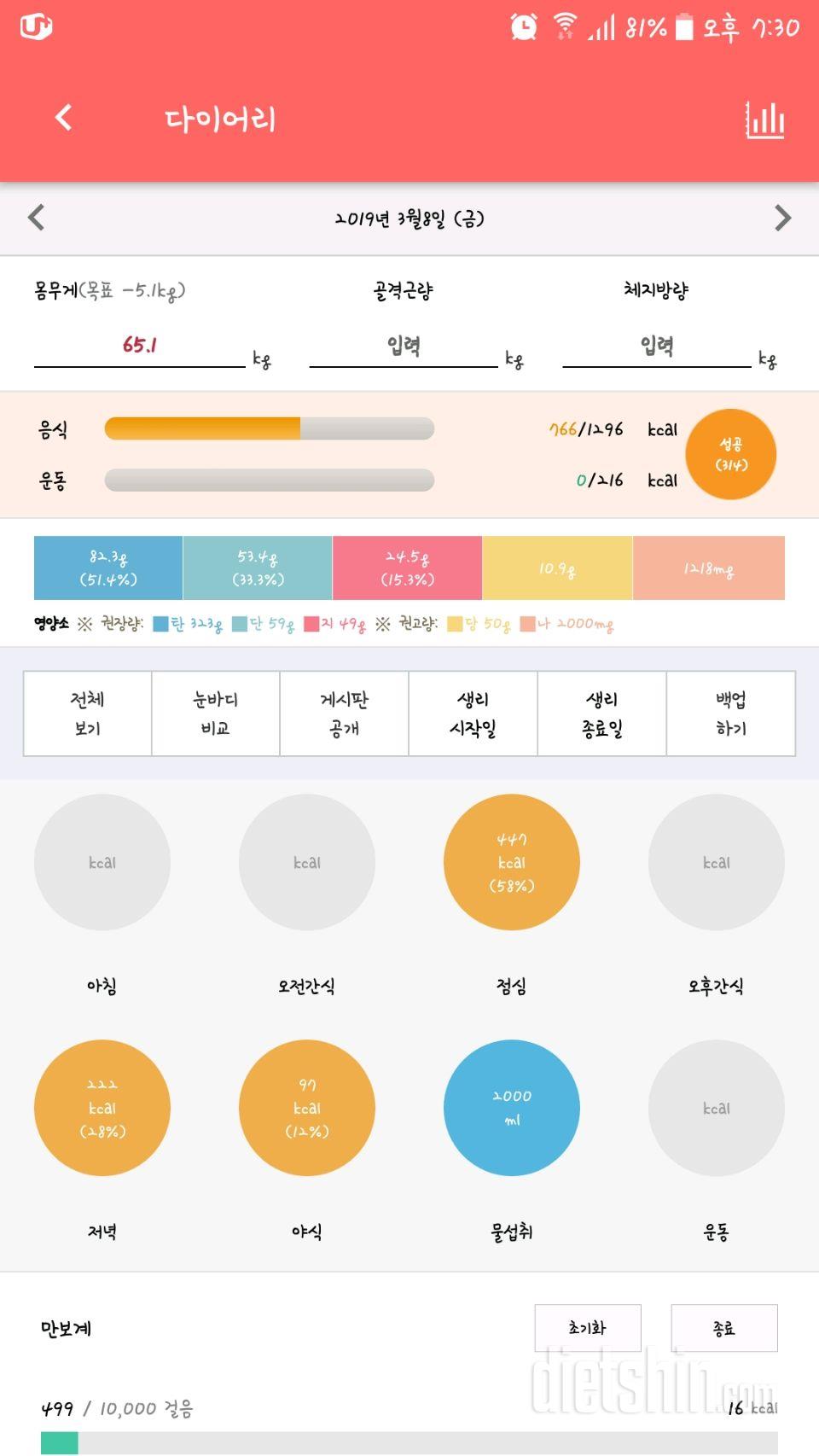 30일 하루 2L 물마시기 5일차 성공!