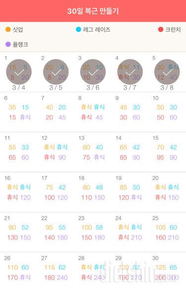 30일 복근 만들기 35일차 성공!