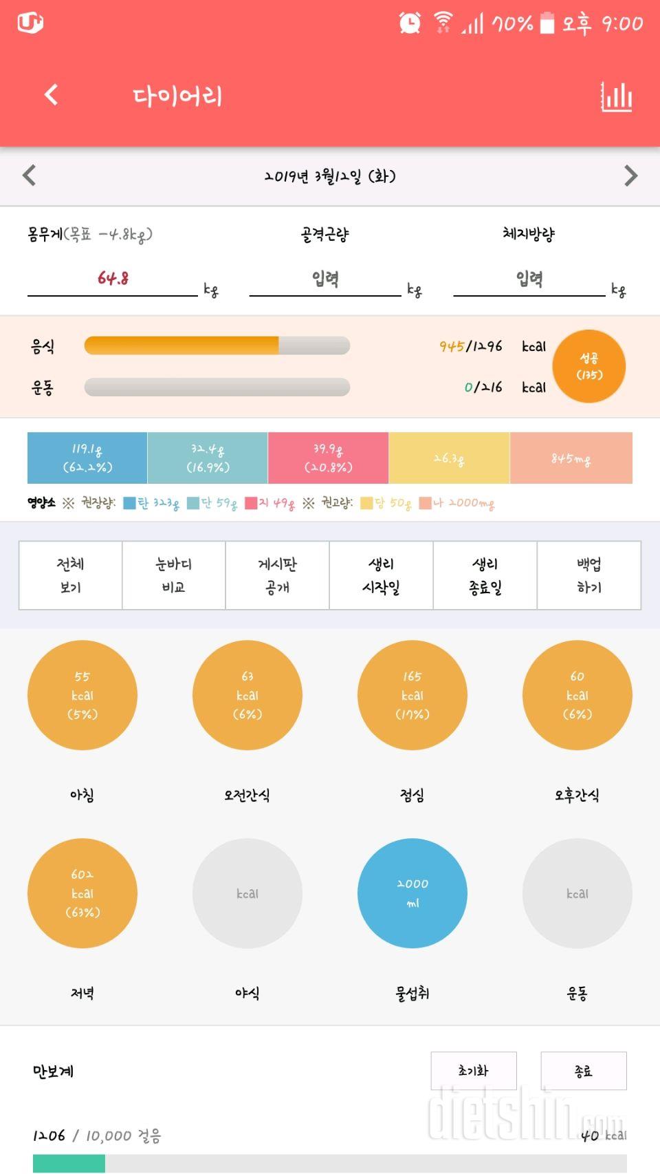 30일 1,000kcal 식단 7일차 성공!