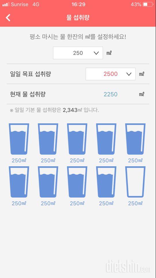 30일 하루 2L 물마시기 97일차 성공!