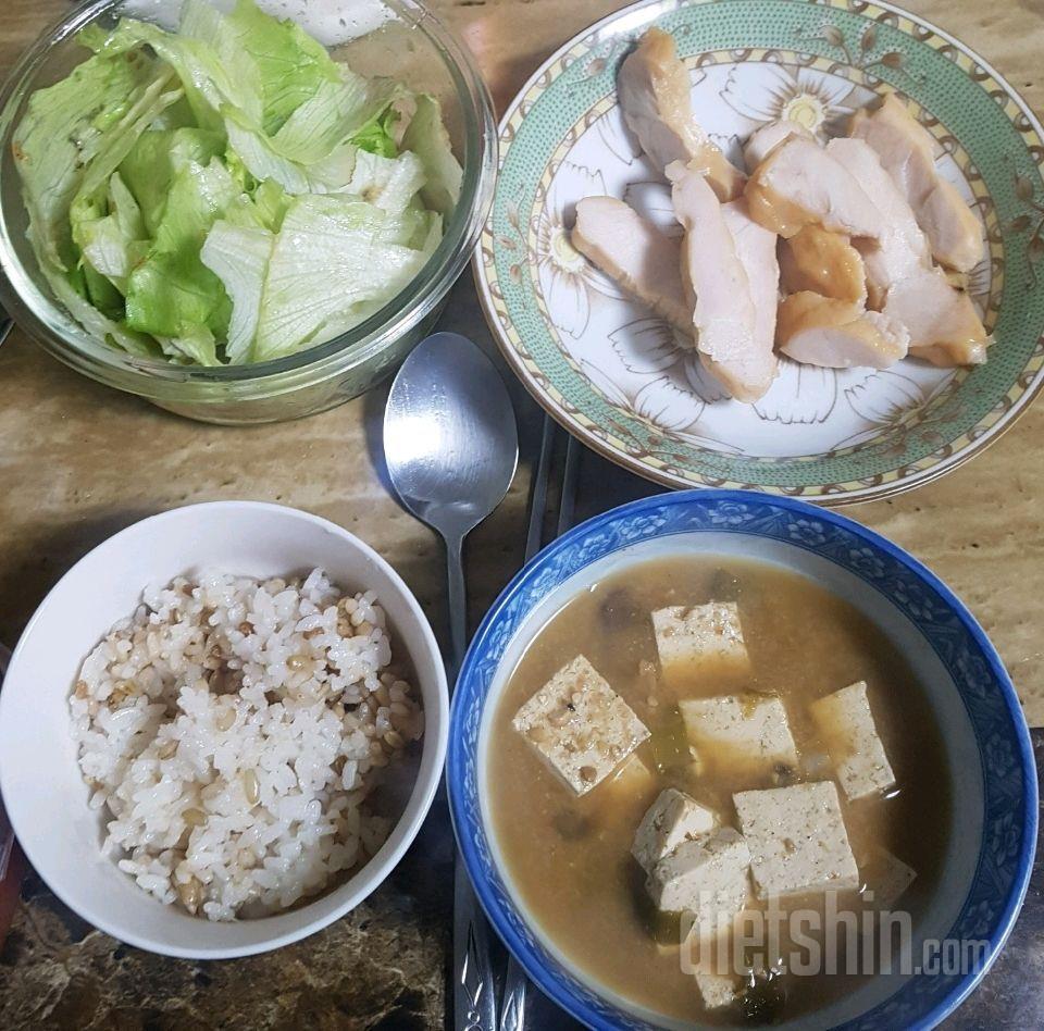 3월20일 저녁 다행히 건강 집밥!#청국장, 닭가슴살,양상추
