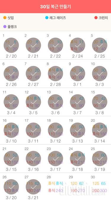 30일 복근 만들기 27일차 성공!