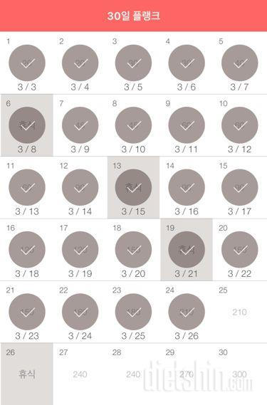 30일 플랭크 294일차 성공!