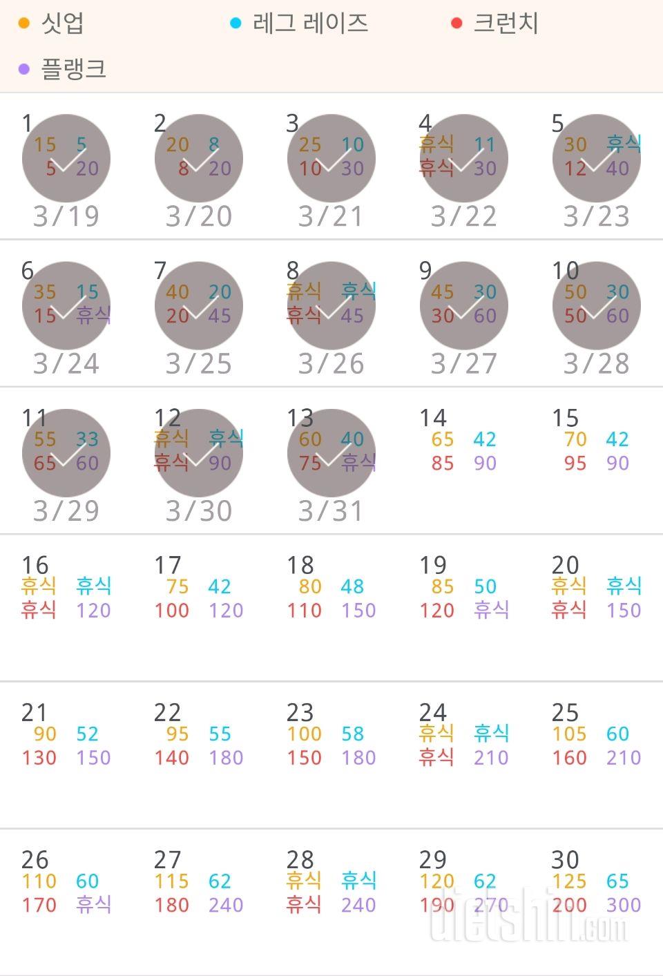 30일 복근 만들기 133일차 성공!