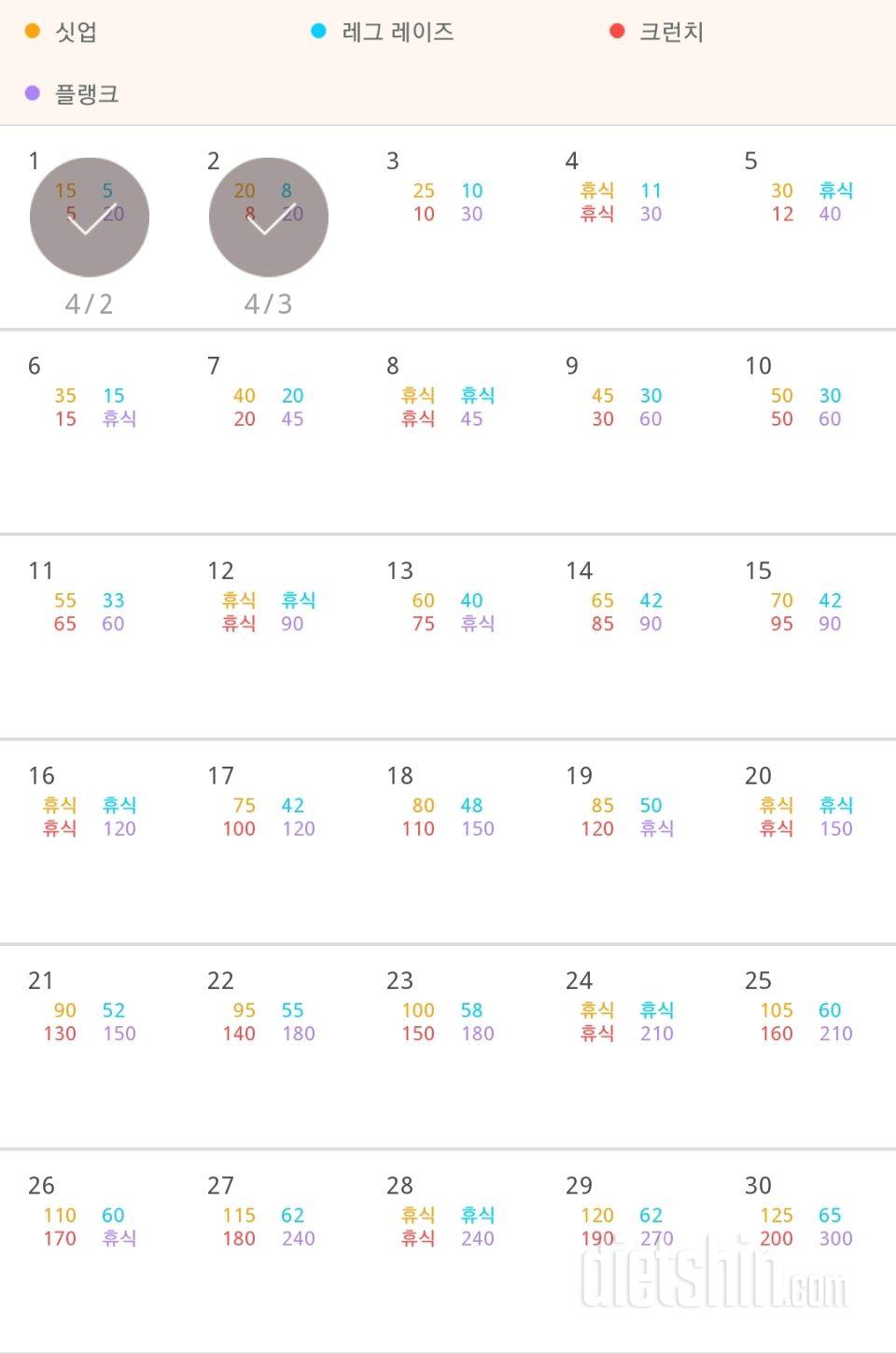 30일 복근 만들기 2일차 성공!