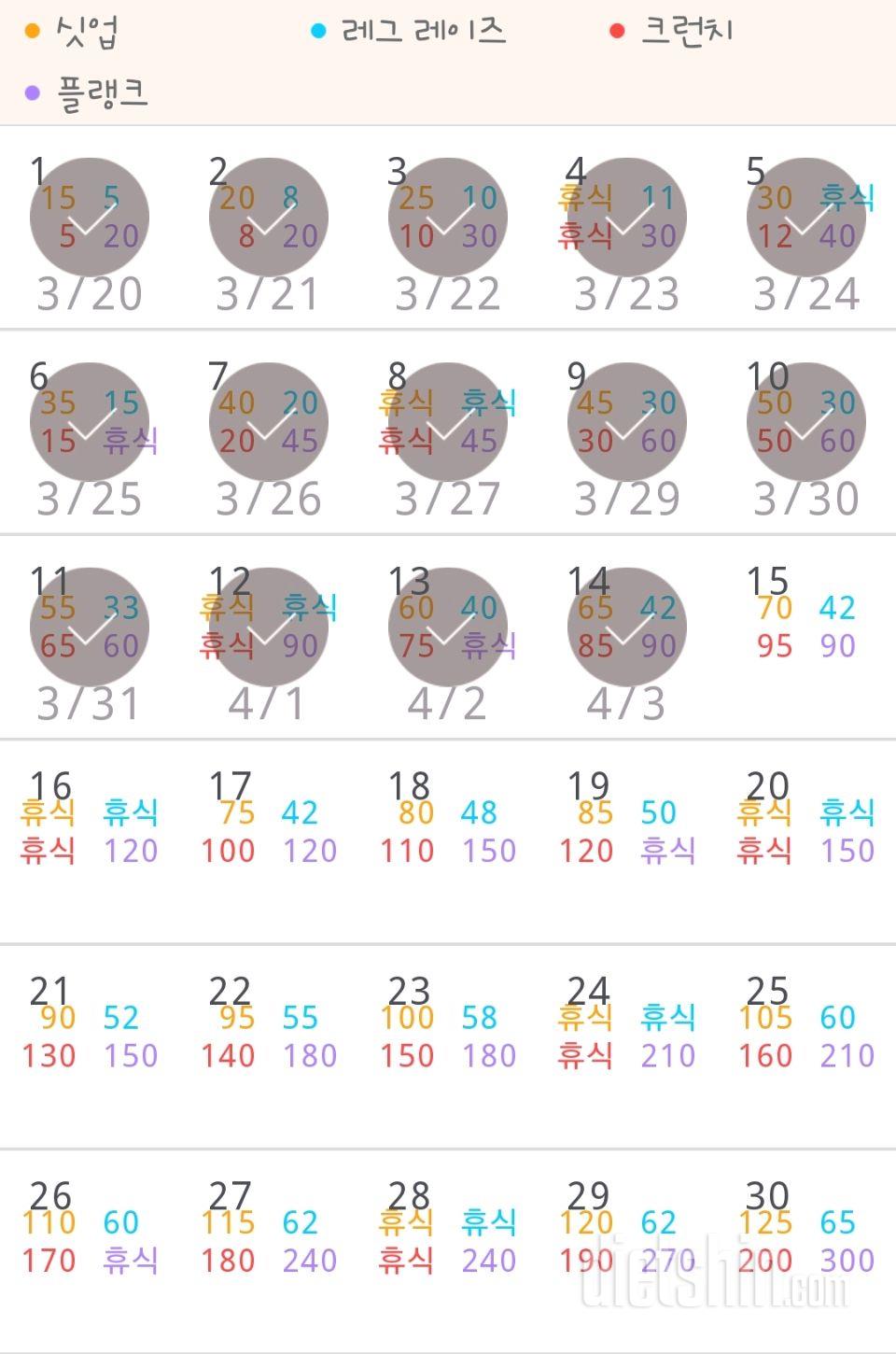 30일 복근 만들기 14일차 성공!