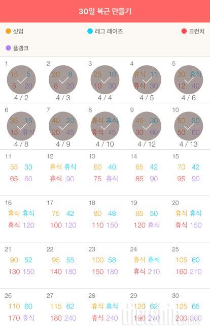 30일 복근 만들기 10일차 성공!