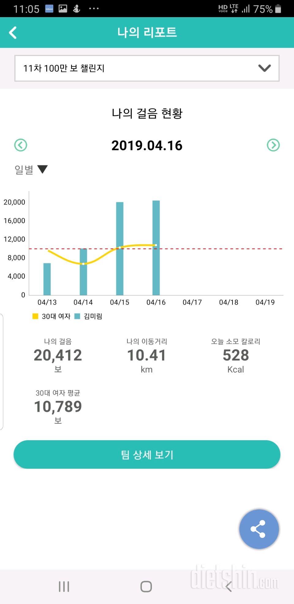 30일 만보 걷기 430일차 성공!