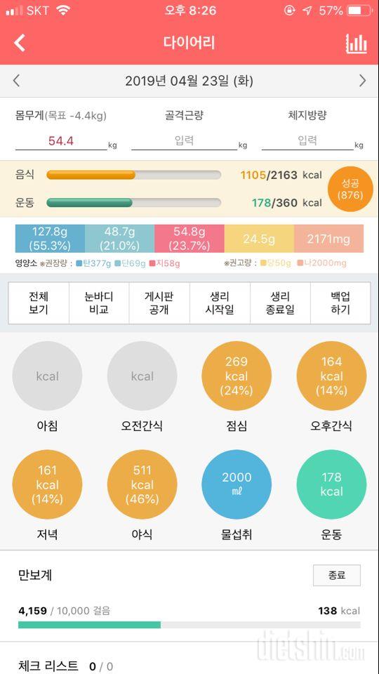 간헐적단식 재시작 1일차 (-1.8kg)