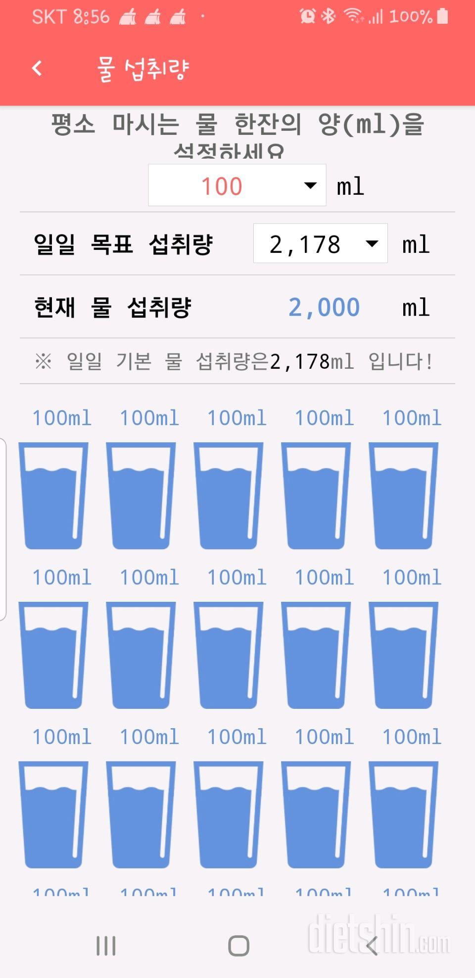 30일 하루 2L 물마시기 4일차 성공!