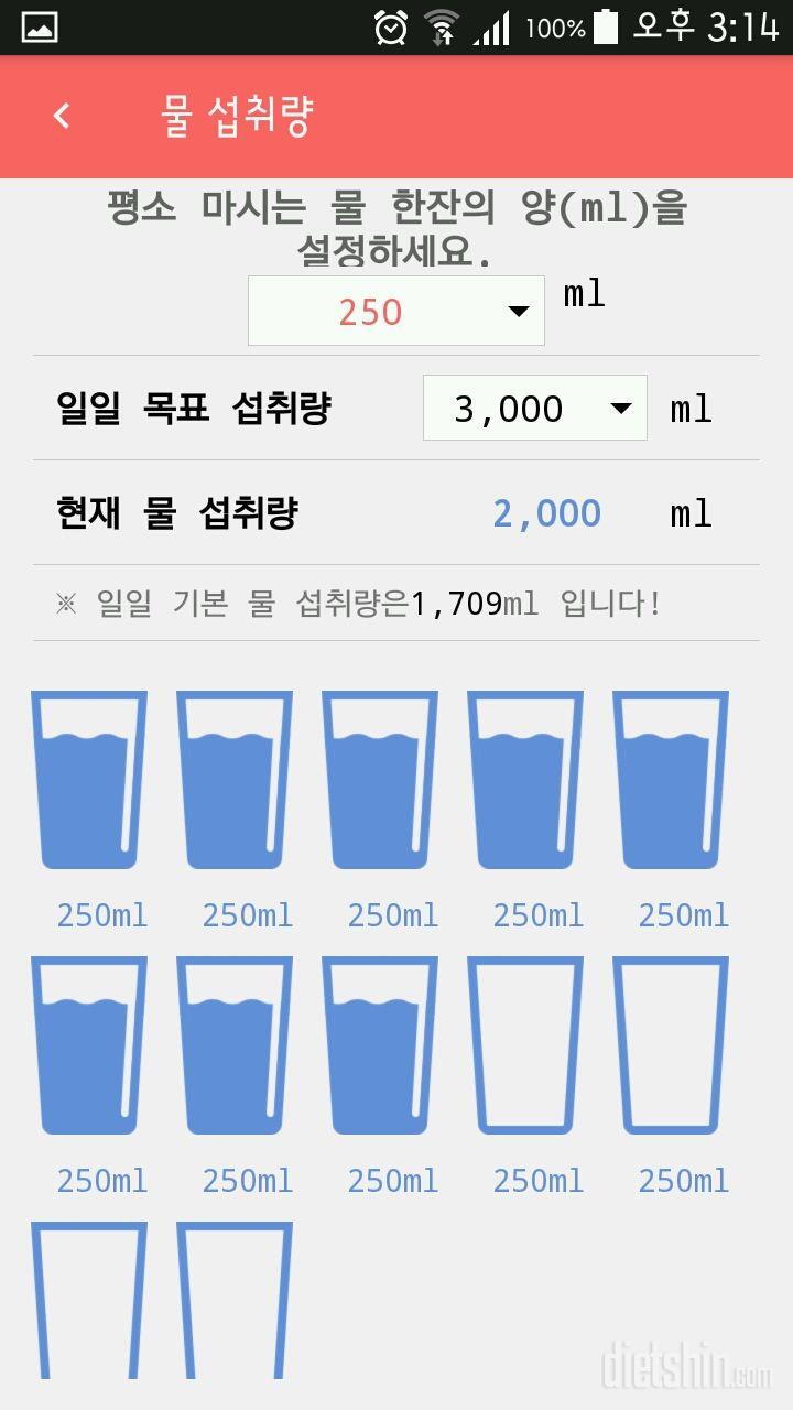 30일 하루 2L 물마시기 44일차 성공!