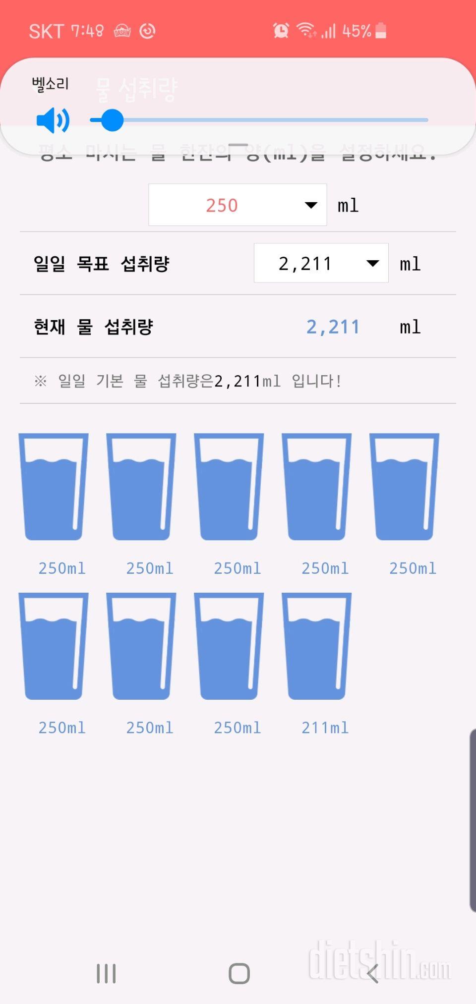 30일 하루 2L 물마시기 17일차 성공!