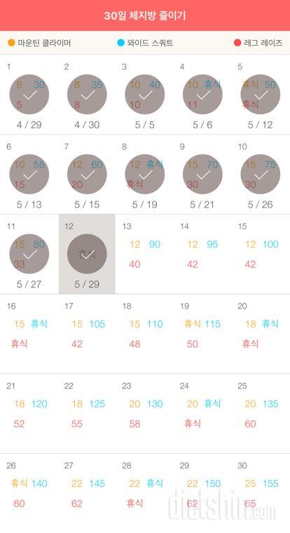 30일 체지방 줄이기 12일차 성공!