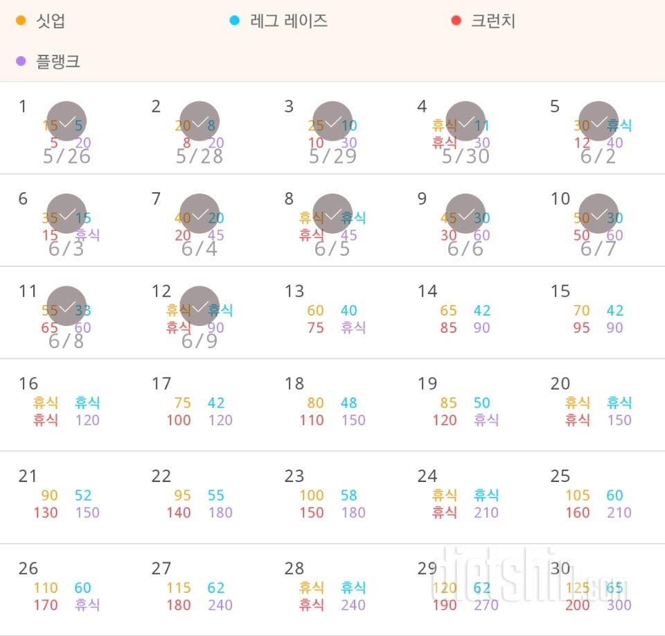 30일 복근 만들기 12일차 성공!