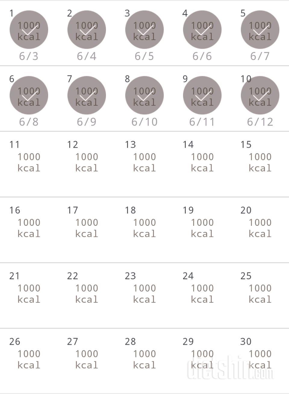 30일 1,000kcal 식단 10일차 성공!