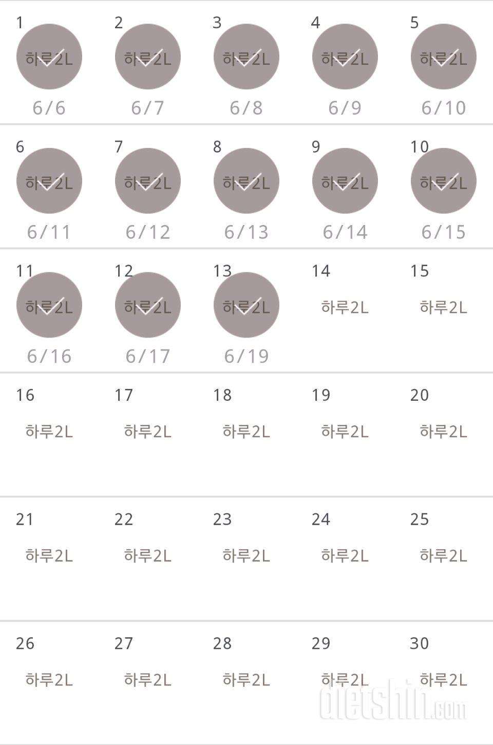 30일 하루 2L 물마시기 13일차 성공!