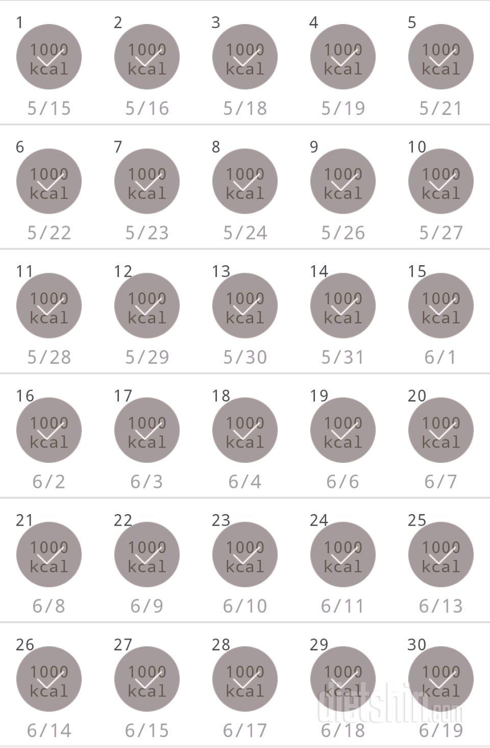 30일 1,000kcal 식단 30일차 성공!