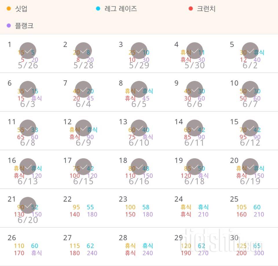 30일 복근 만들기 21일차 성공!