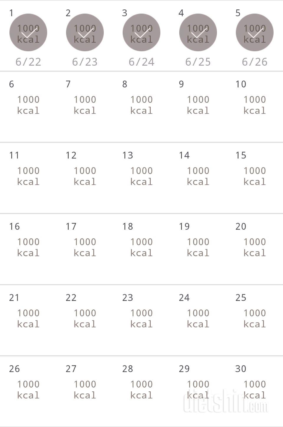 30일 1,000kcal 식단 5일차 성공!