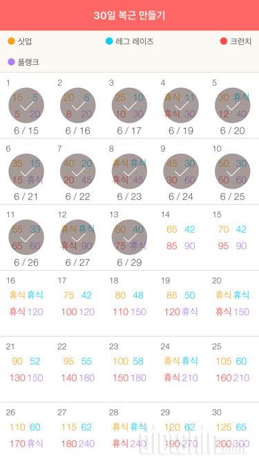 30일 복근 만들기 13일차 성공!