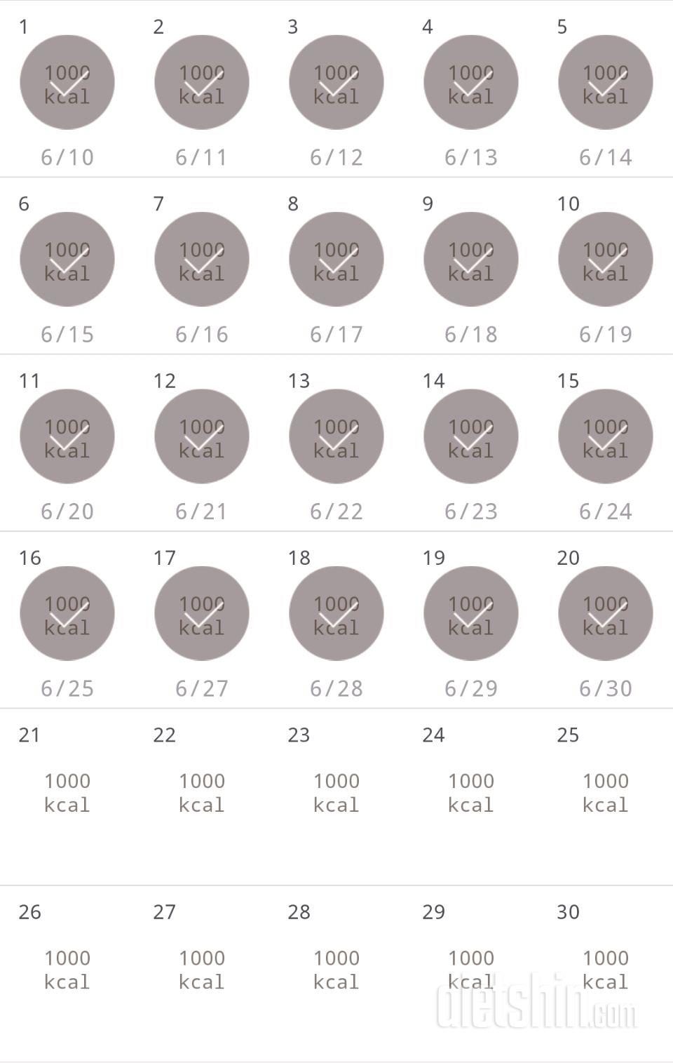 30일 1,000kcal 식단 20일차 성공!