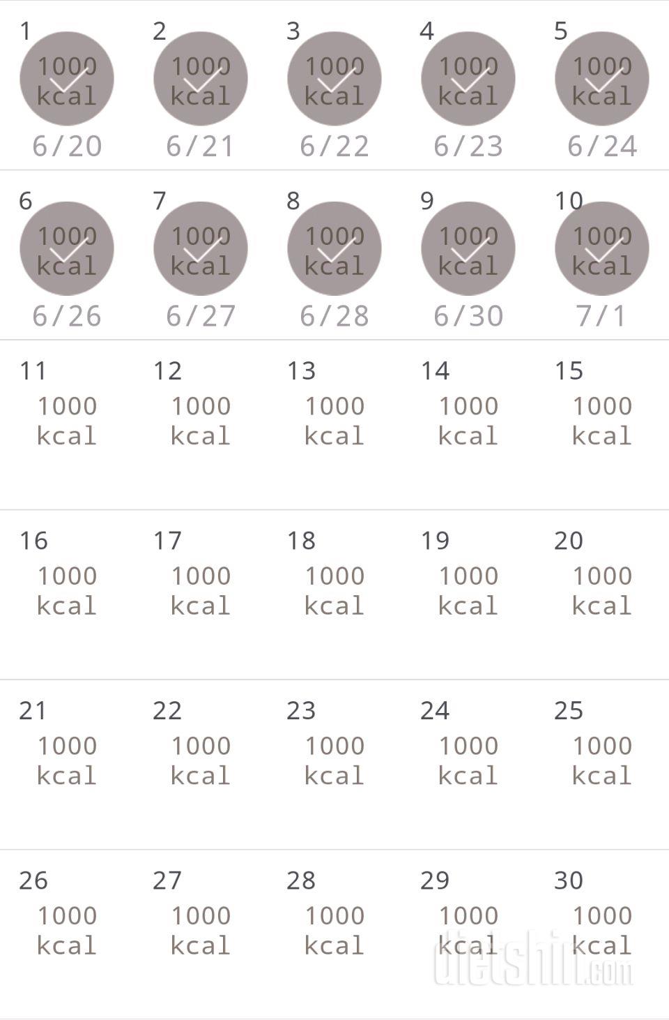 30일 1,000kcal 식단 10일차 성공!