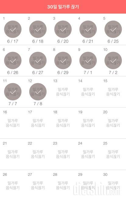 30일 밀가루 끊기 12일차 성공!