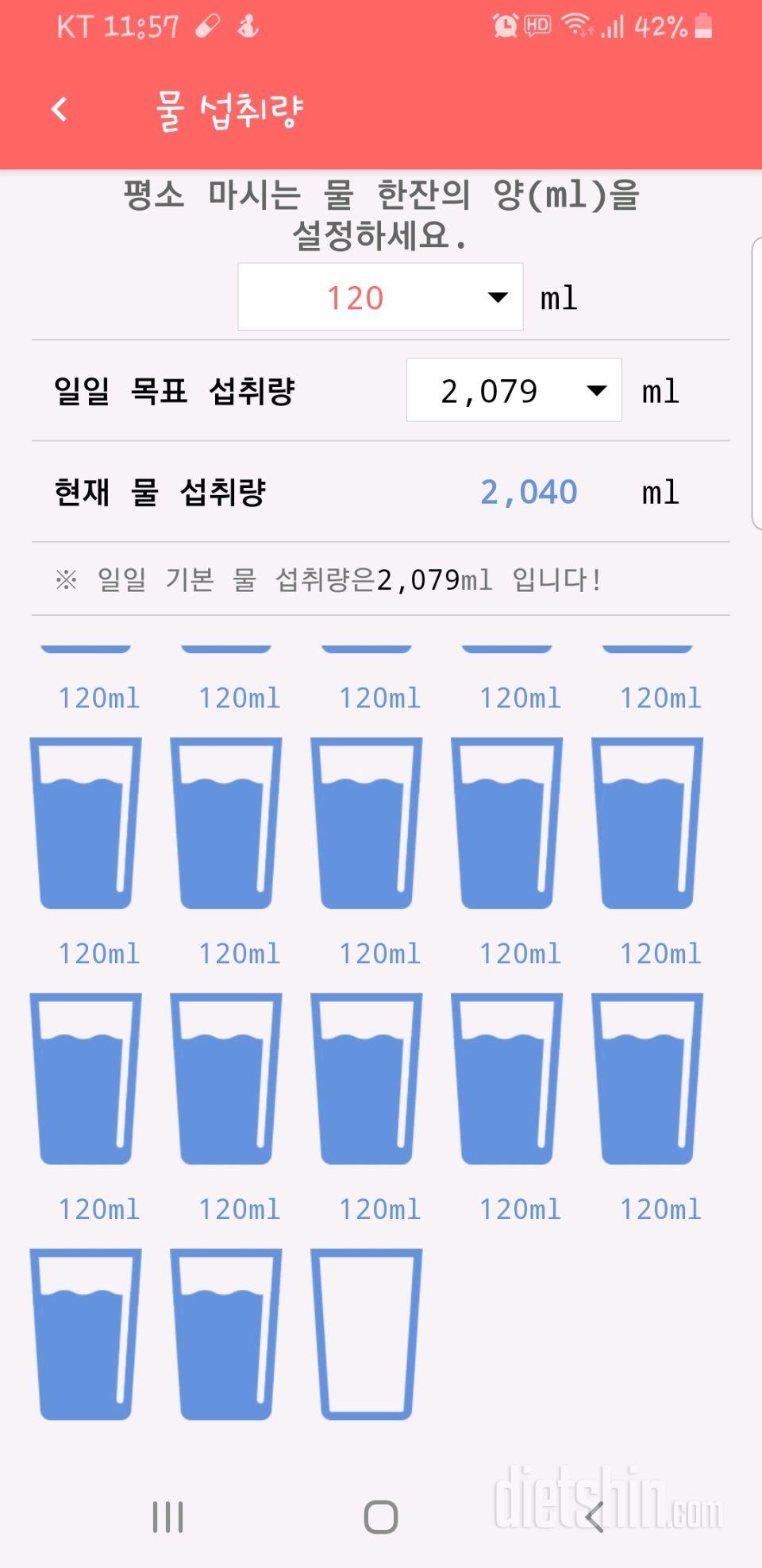 30일 하루 2L 물마시기 16일차 성공!