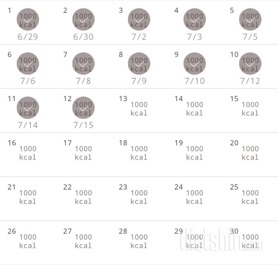 30일 1,000kcal 식단 12일차 성공!