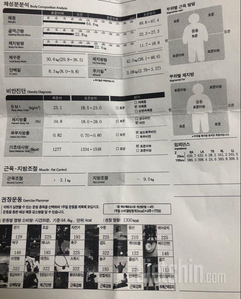 67>>54 유지 3개월차 , 인바디체크