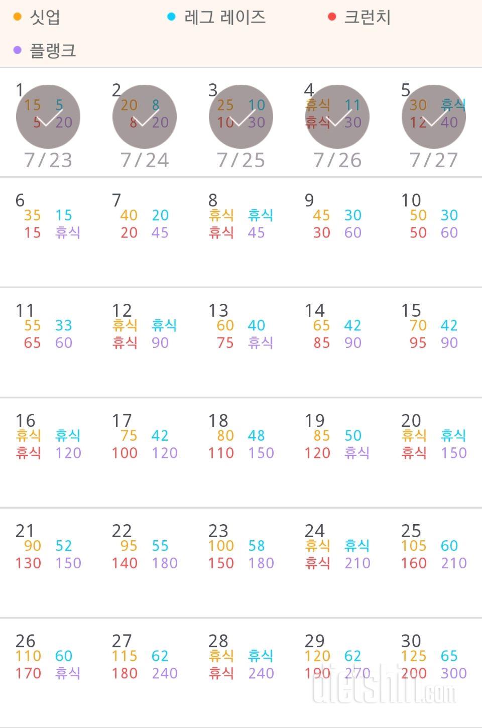 30일 복근 만들기 35일차 성공!