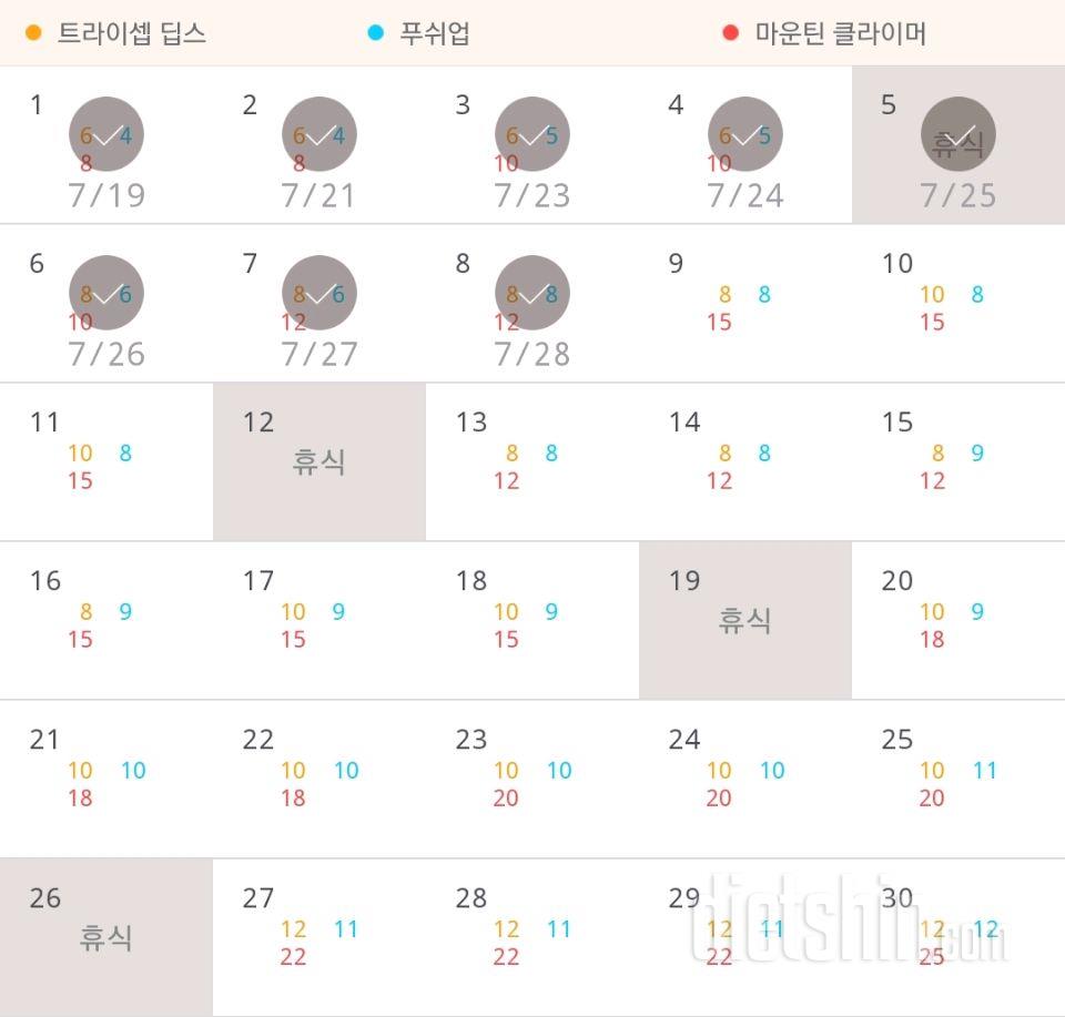 30일 슬림한 팔 8일차 성공!