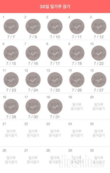 30일 밀가루 끊기 18일차 성공!