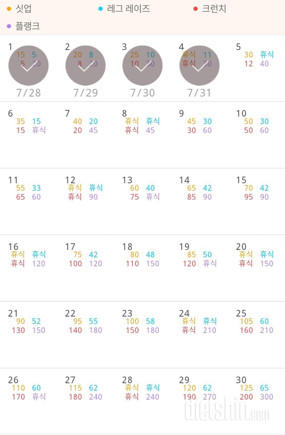 30일 복근 만들기 34일차 성공!