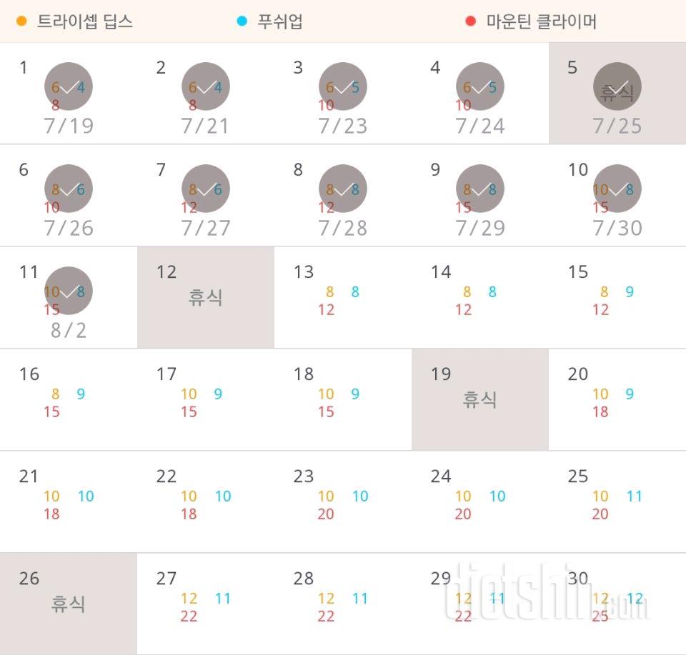 30일 슬림한 팔 11일차 성공!