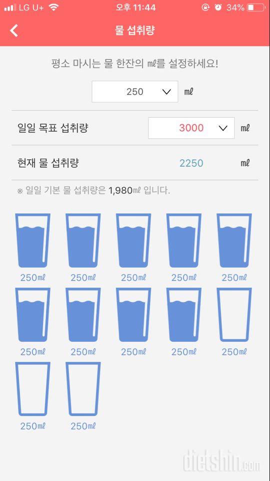 30일 하루 2L 물마시기 26일차 성공!