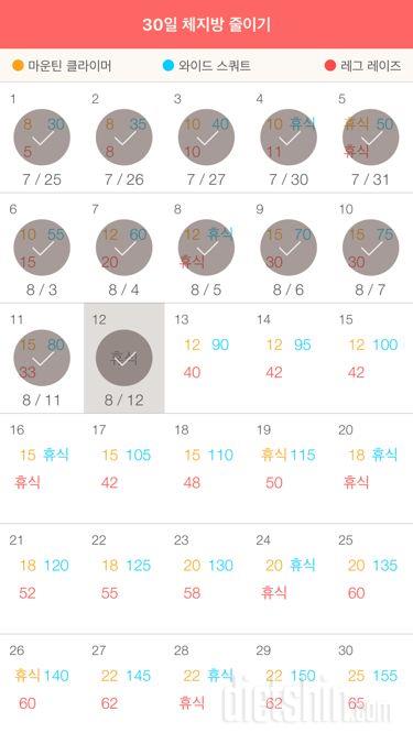 30일 체지방 줄이기 12일차 성공!