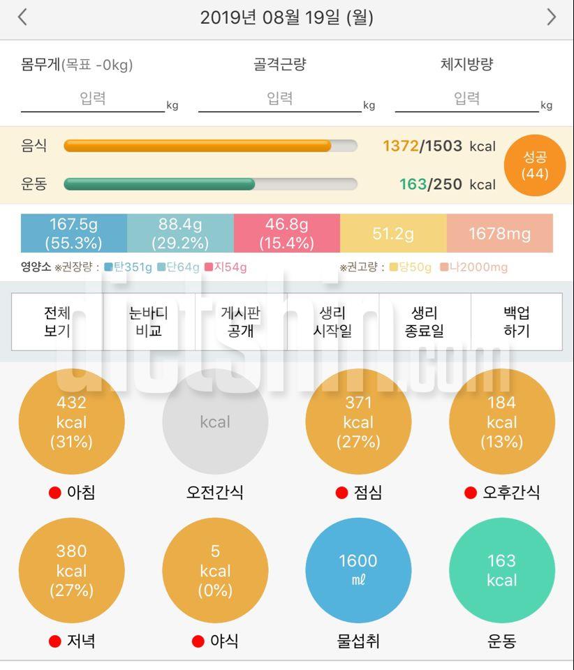 첫 눈바디 & 8/19 일기